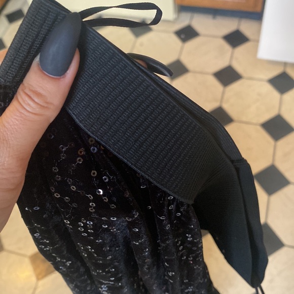 MANGO suit black velvet sequin pants elastic waist M - Picture 9 of 10